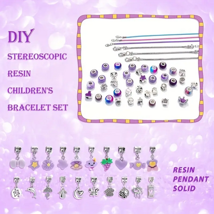 66 Pcs Charm Bracelet Making Kit For Girls, Elegant Purple Series DIY Beaded Jewelery Making Kit Craft Gifts For Girls Birthday, Christmas, New Year With Purple Gift Box