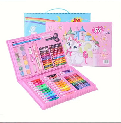 86pcs Painting Pens Set, Washable Art Painting Tools Painting Tools Crayon Watercolor Pens Stationery Gift Color Pens