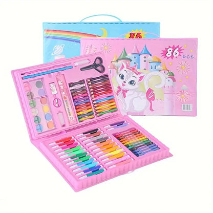 86pcs Painting Pens Set, Washable Art Painting Tools Painting Tools Crayon Watercolor Pens Stationery Gift Color Pens