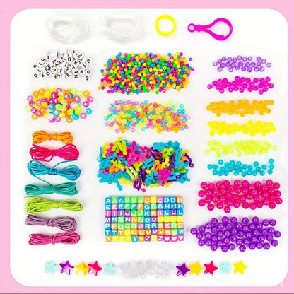 1100pcs Color Beads Bracelet Making Kit, Girls' Lovely Bracelet Necklace Jewelry Making Kit, DIY Bulk Acrylic Gradient Bead Girls' Birthday Gift DIY Craft For Girls,Christmas Gift Set