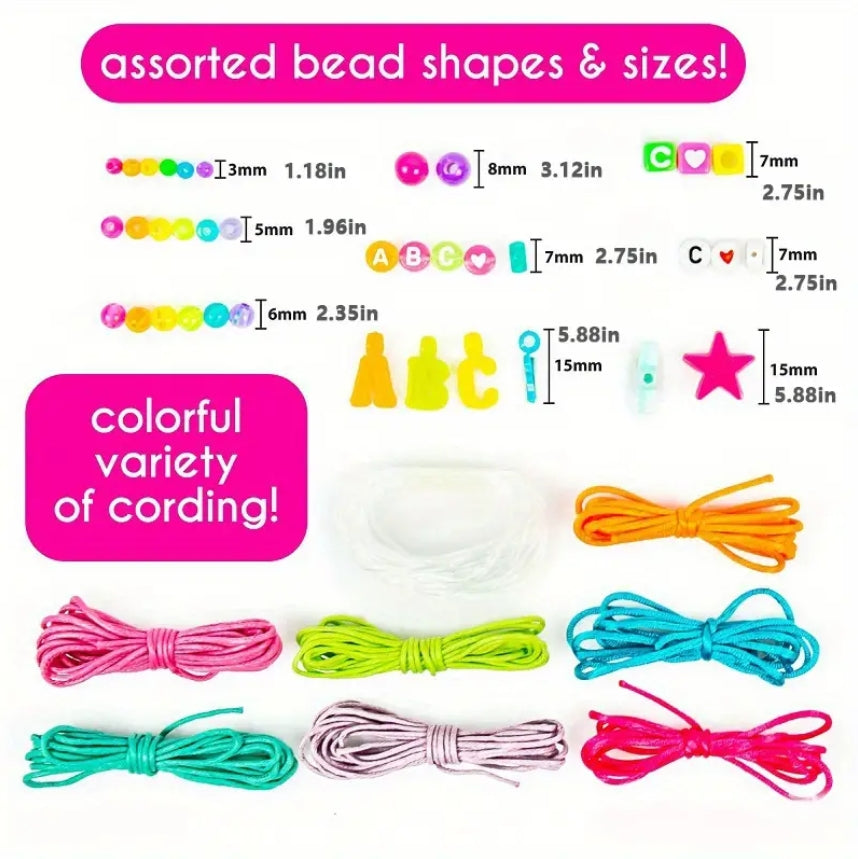 1100pcs Color Beads Bracelet Making Kit, Girls' Lovely Bracelet Necklace Jewelry Making Kit, DIY Bulk Acrylic Gradient Bead Girls' Birthday Gift DIY Craft For Girls,Christmas Gift Set