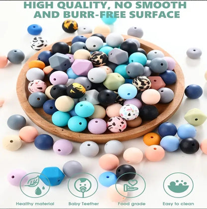 225pcs Silicone Beads For Keychain Making Kit, Multiple Styles And Shapes Silicone Beads Bulk Rubber Beads Safety Silicone Beads For Keychains Bracelet Necklace Jewelry Making