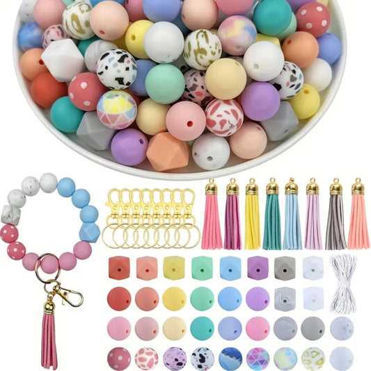 137pcs Silicone Beads Kit, Multiple Styles And Shapes Silicone Bulk Rubber Beads For Keychains Bag Chains Phone Chains Jewelry Making Craft Supplies