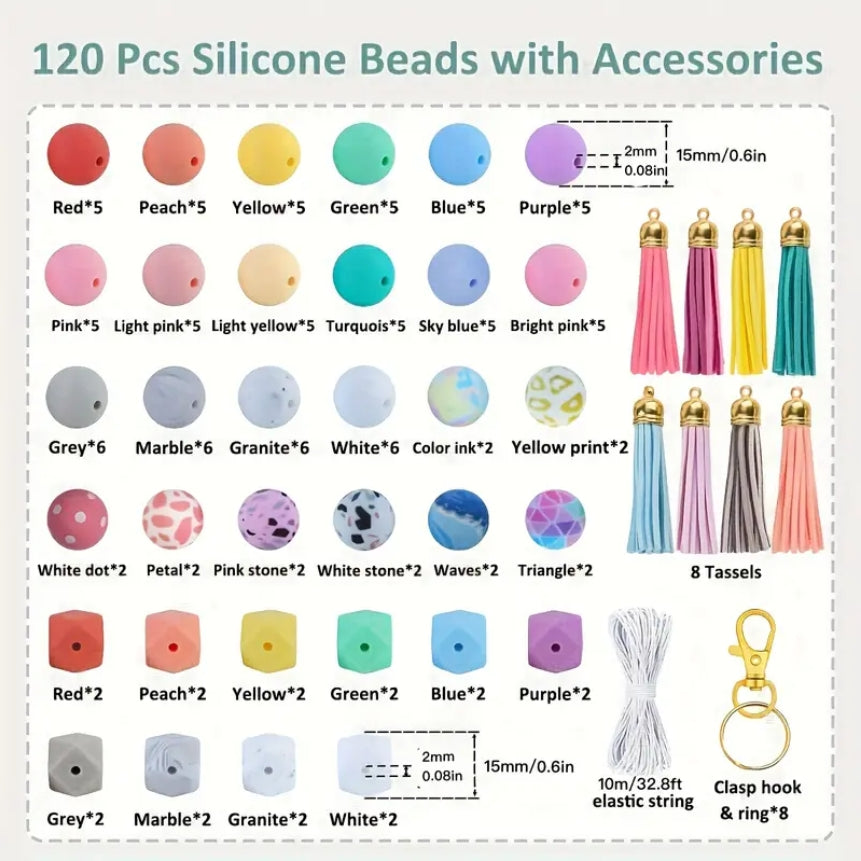 137pcs Silicone Beads Kit, Multiple Styles And Shapes Silicone Bulk Rubber Beads For Keychains Bag Chains Phone Chains Jewelry Making Craft Supplies