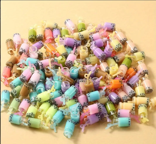 10pcs 10x25mm Resin Pendant Colorful Drink Cup Pendant Summer Drinks Charms For Jewelry Making DIY Necklace Bracelet Earring Accessories