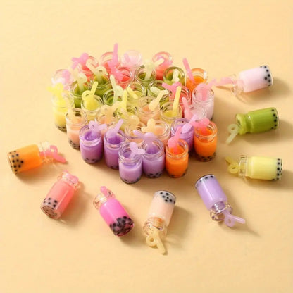 10pcs 10x25mm Resin Pendant Colorful Drink Cup Pendant Summer Drinks Charms For Jewelry Making DIY Necklace Bracelet Earring Accessories