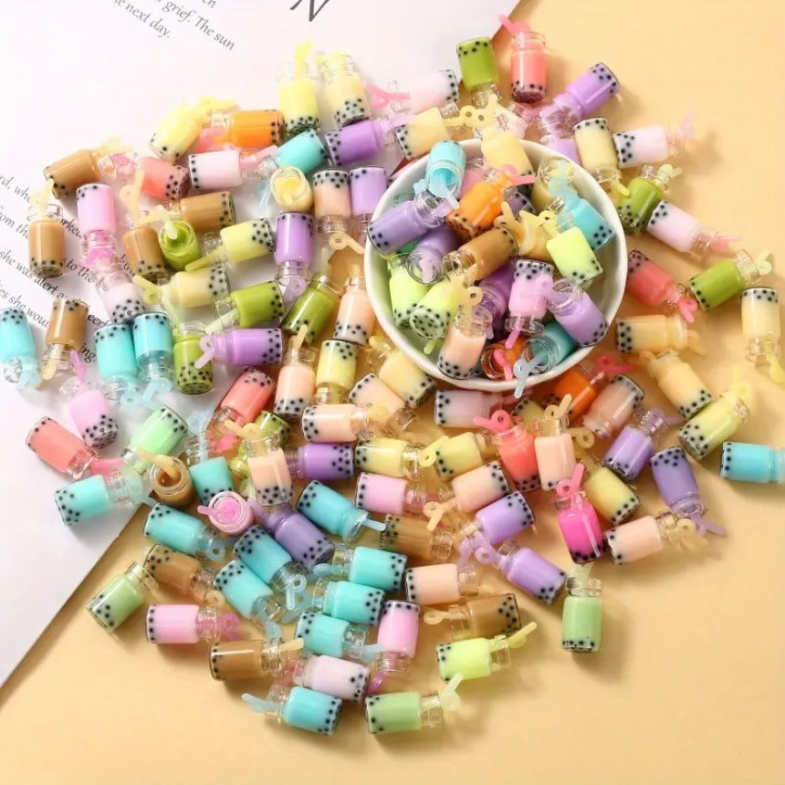 10pcs 10x25mm Resin Pendant Colorful Drink Cup Pendant Summer Drinks Charms For Jewelry Making DIY Necklace Bracelet Earring Accessories